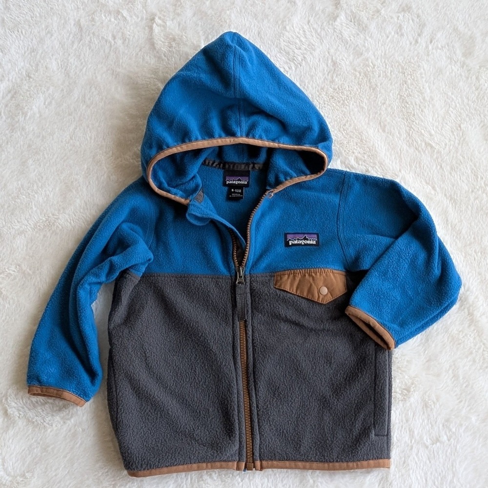 Patagonia Kids Synchilla Fleece Full Zip Hoodie Blue Gray 6-12M
